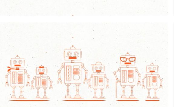 Robot cartoon of different sized robots